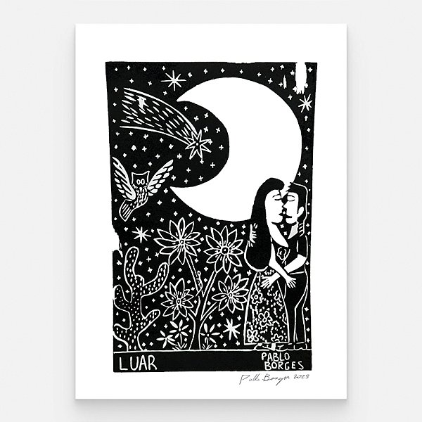 Xilogravura ''Luar 2" M 2025 - Pablo Borges - PE