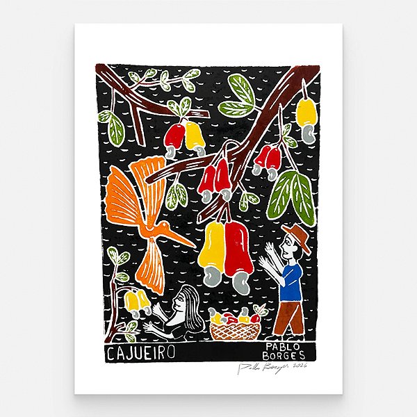 Xilogravura "Cajueiro 1" M 2026 - Pablo Borges - PE