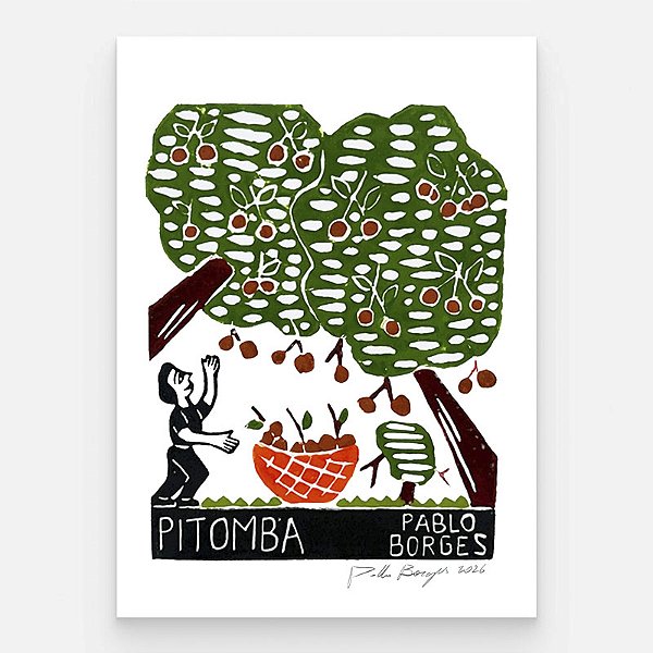 Xilogravura "Pitomba" P 2026 - Pablo Borges - PE
