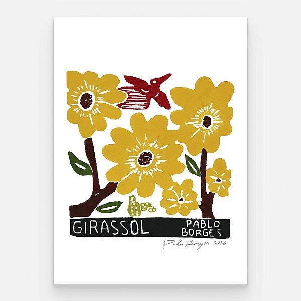 Xilogravura "Girassol" P 2026 - Pablo Borges - PE