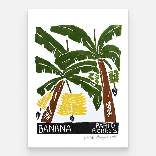 Xilogravura "Banana" P 2026 - Pablo Borges - PE