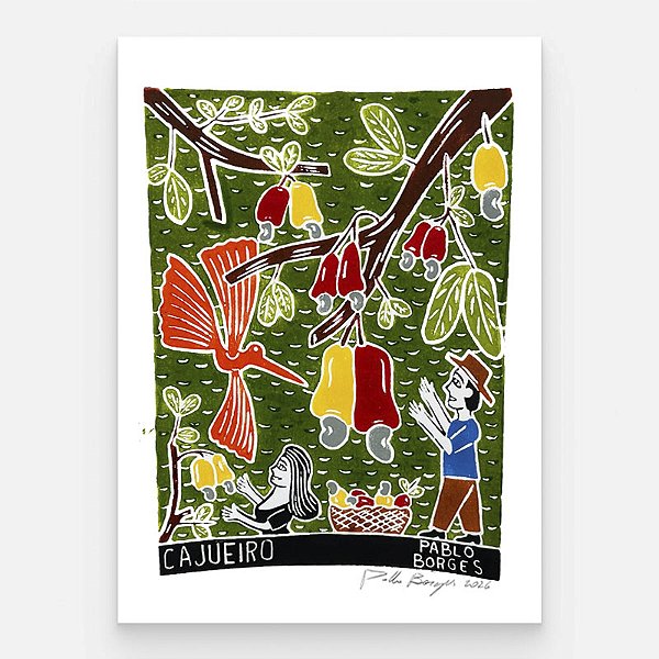 Xilogravura "Cajueiro 2" M 2026 - Pablo Borges - PE