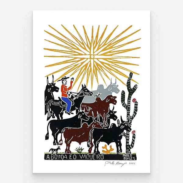 Xilogravura ''A Boiada e o Vaqueiro 2" G 2026 - Pablo Borges - PE