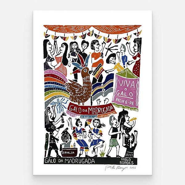 Xilogravura ''Galo da Madrugada" G 2026 - Pablo Borges - PE