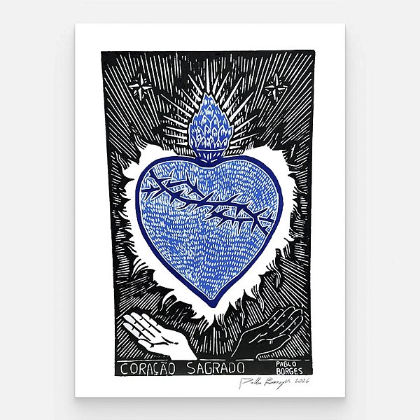 Xilogravura ''Coração Sagrado 2" G 2026 - Pablo Borges - PE