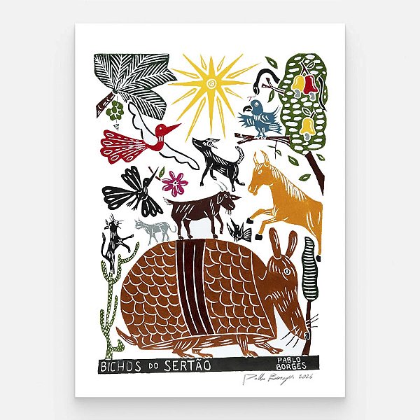 Xilogravura ''Bichos do Sertão" G 2026 - Pablo Borges - PE