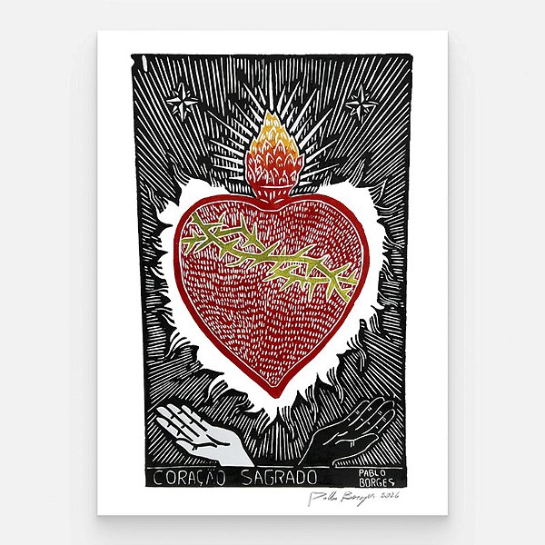 Xilogravura ''Coração Sagrado" G 2026 - Pablo Borges - PE