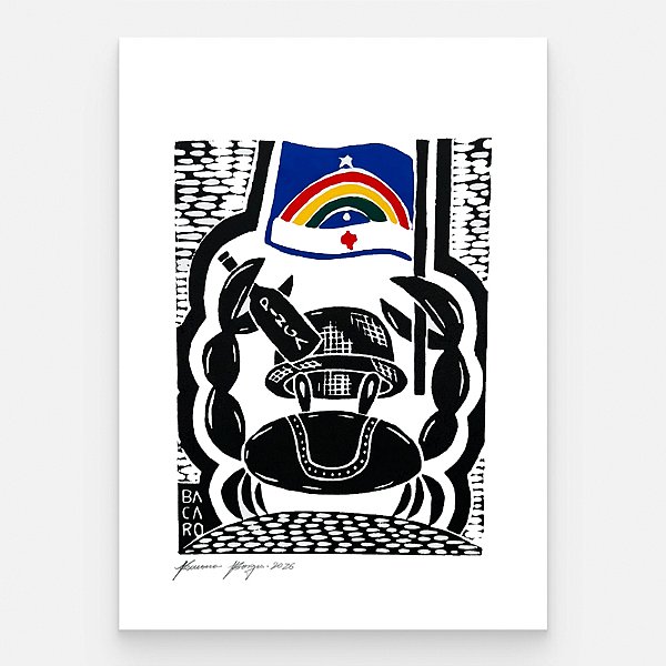 Xilogravura "Caranguejo Pernambuco" P 2026 - Bacaro Borges - PE