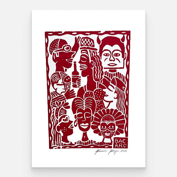 Xilogravura "Carnaval do Papangu" P 2026 - Bacaro Borges - PE