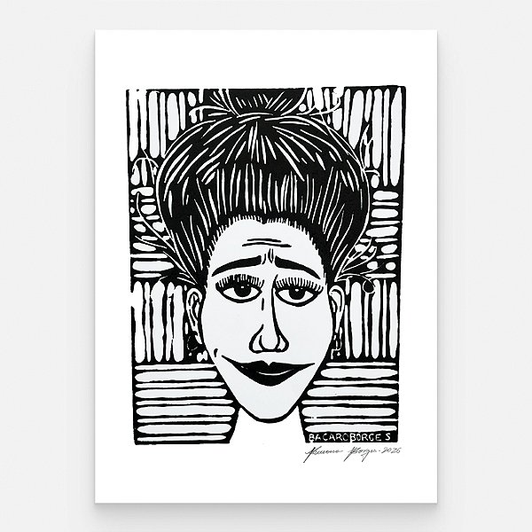 Xilogravura "Mulher" P 2026 - Bacaro Borges - PE