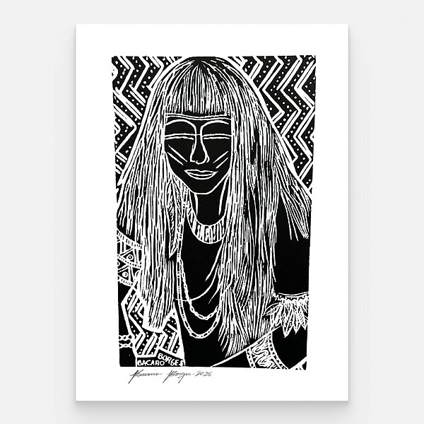 Xilogravura "Indígena" M 2026 - Bacaro Borges - PE