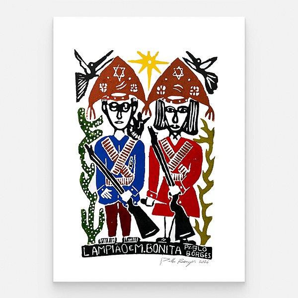 Xilogravura "Lampião e Maria Bonita" M 2026 - Pablo Borges - PE
