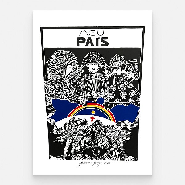 Xilogravura "Meu País" G 2026 - Bacaro Borges - PE