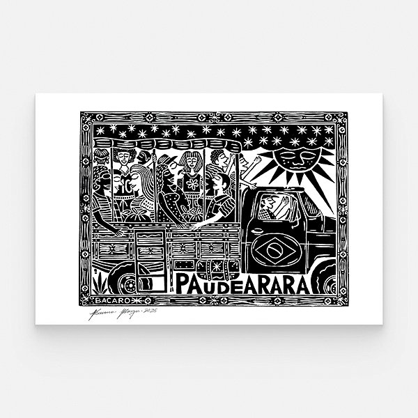 Xilogravura "Pau de Arara" G 2026 - Bacaro Borges - PE