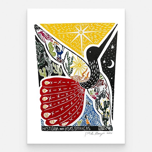 Xilogravura ''História nas Asas Brancas 2" G 2026 - Pablo Borges - PE
