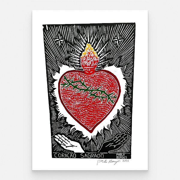 Xilogravura ''Coração Sagrado" G 2026 - Pablo Borges - PE