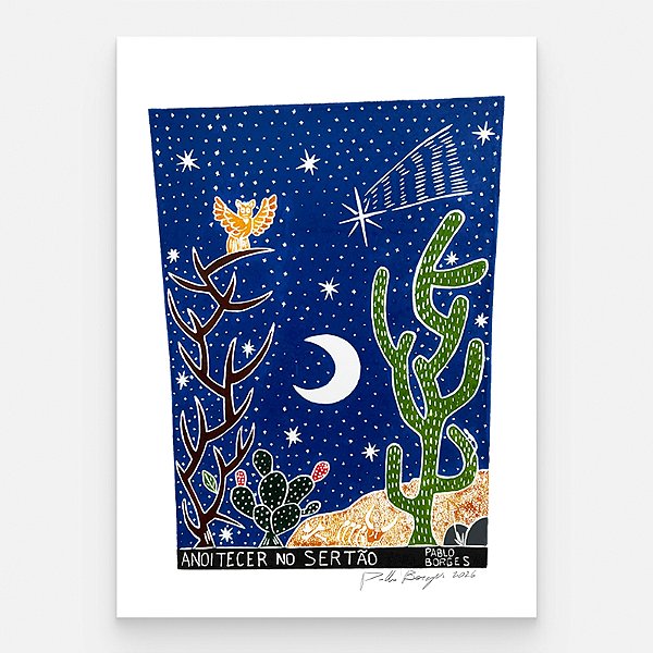 Xilogravura ''Anoitecer no Sertão 2" G 2026 - Pablo Borges - PE