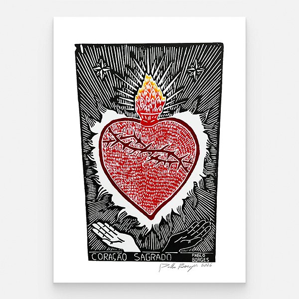 Xilogravura ''Coração Sagrado" G 2026 - Pablo Borges - PE