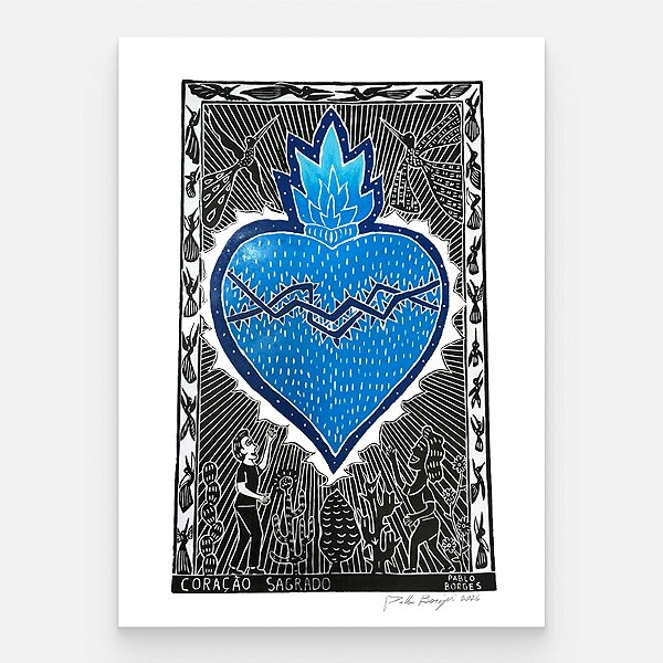 Xilogravura ''Coração Sagrado 1" GG 2026 - Pablo Borges - PE