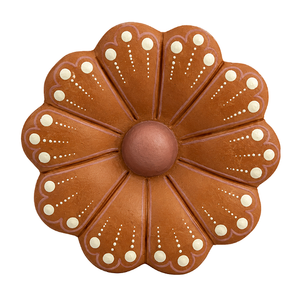 Flor de Parede 12cm Bege com Detalhe Rosa - Claudia - Vale do Jequitinhonha - MG