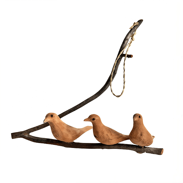Galho com 3 Passarinhos (Variados) - Assoc. Santa Brígida - BA