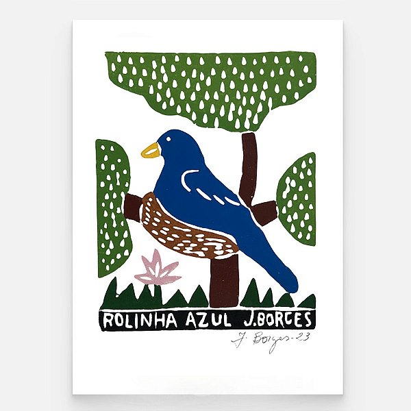Xilogravura Rolinha Azul P - assinada por J. Borges - PE (Raridade)