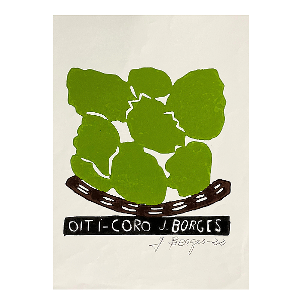 Xilogravura "Oiti-Coró" P -  assinada por J. Borges - PE