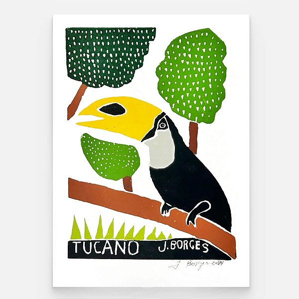 Xilogravura Tucano M - assinada por J. Borges - PE (Última Peça)