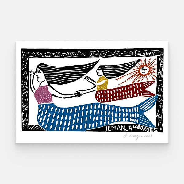 Xilogravura Iemanjá G - assinada por J. Borges - PE (Raridade)
