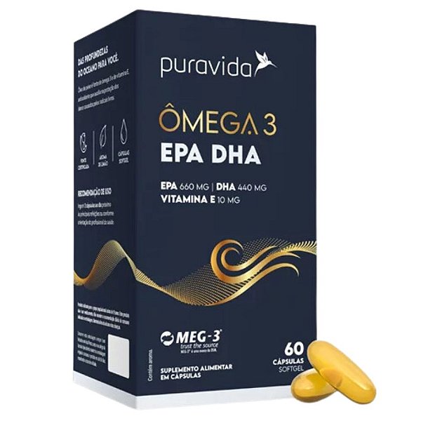 ÔMEGA 3 EPA DHA 60 CAPS - PURA VIDA
