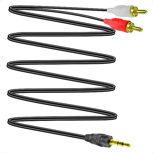Cabo de Audio Auxiliar P2 x 2 Rca Adaptador Estéreo 1,8m