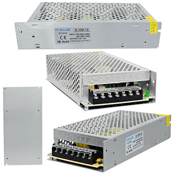 Fonte Chaveada de Alimentação 12V 10 Amperes Metal
