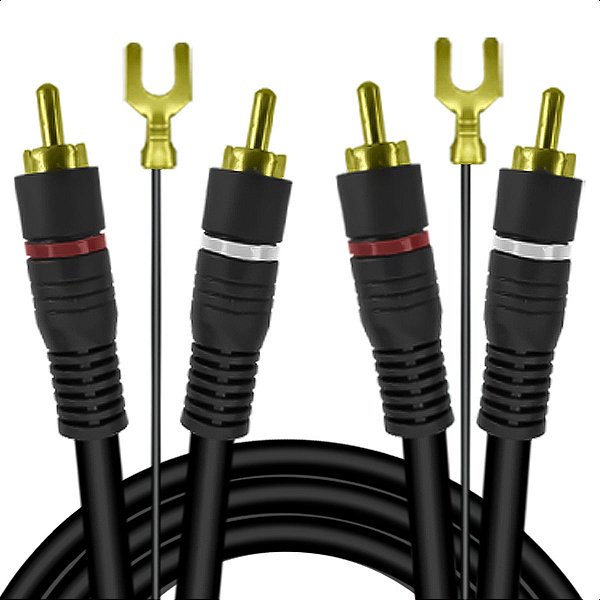 Cabo de Áudio Profissional Automotivo 2 Rca para 2 Rca