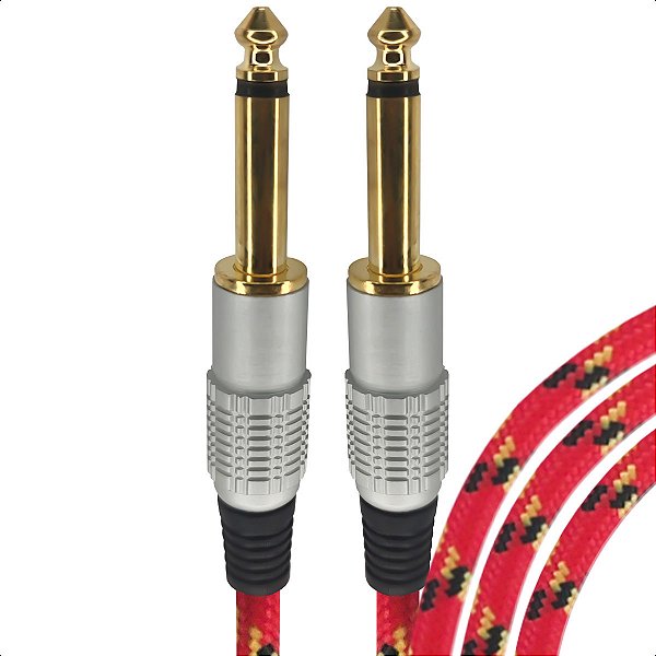 Cabo de Nylon para Guitarra 5 Metros Vermelho