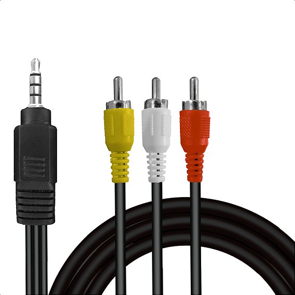 Cabo P2 Para 3 Rca Adaptador de Áudio e Vídeo 1,50m