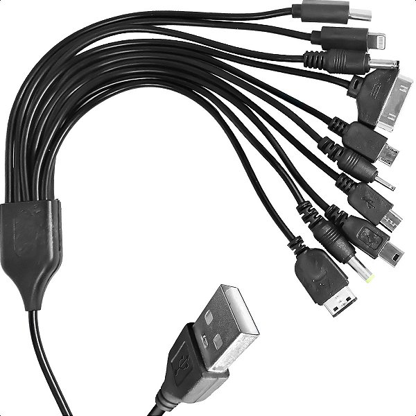 Cabo USB 10 em 1 para Carregamento Universal de Dispositivos Eletrônicos