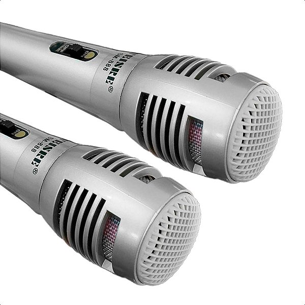 Microfone para Karaokê Duplo Com Cabo Completo