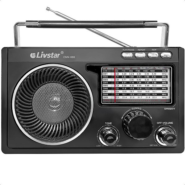 Rádio Retro Recarregável Cnn-686 Am Fm 3w Rms 4 Ohms
