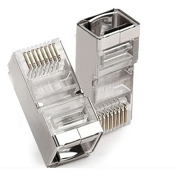 Plug Modular Rj45 Cat5 8x8 Blindado Kit 10 Peças