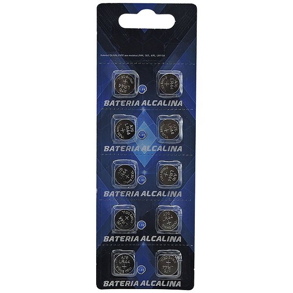 Baterias Alcalina Ag13 Lr44 1.5v Cartela Com 10 Unidades