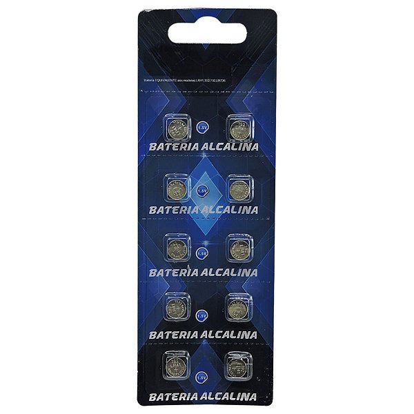Baterias Alcalina Ag3 Lr41 1.5v Cartela Com 10 Unidades