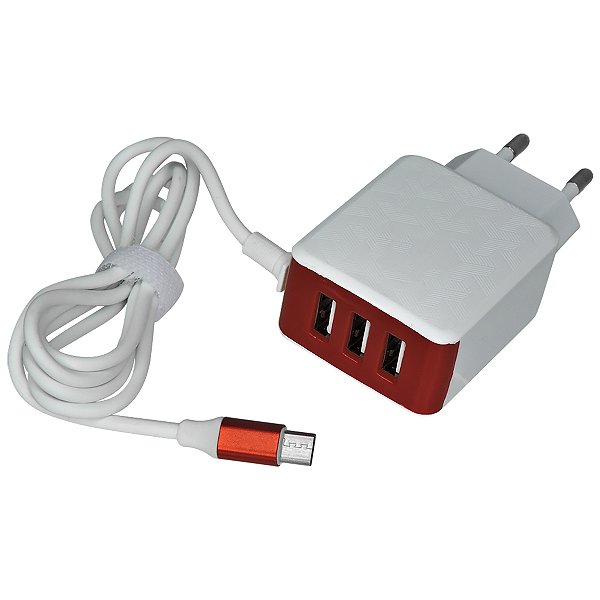 Carregador V8 Turbo com 3 Entradas Usb extra fonte