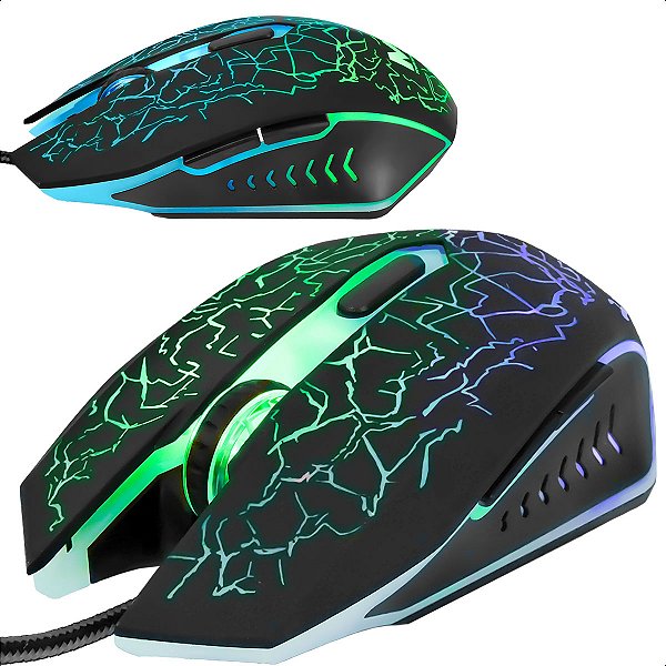 Mouse Gamer Led Rgb com Fio Usb 3600 Dpi Cabo Reforçado