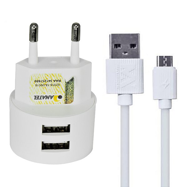 Cabo Carregador Usb Com 2 Saídas e Conector V8 1 Metro