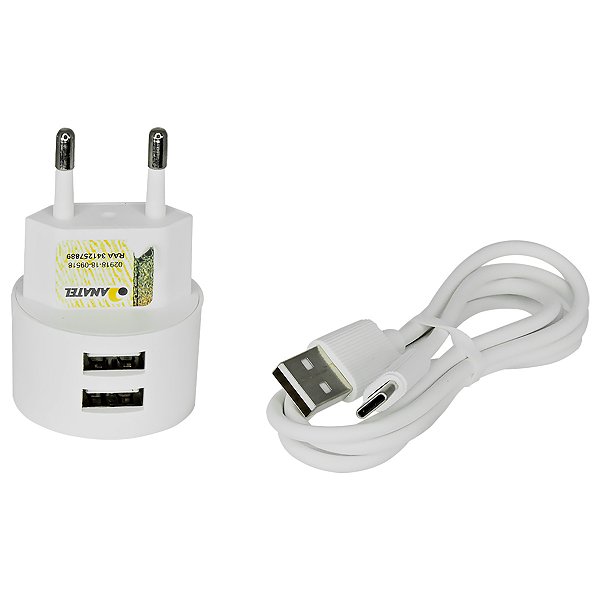 Carregador Completo Fonte Cabo Rápido Tipo C 2 Usb 1 Metro