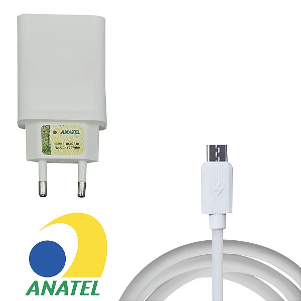 Carregador Rápido de Celular com cabo de 1m Usb V8 Usb 5.0A
