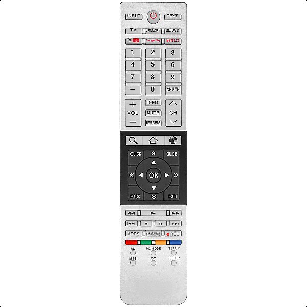 Controle Remoto Compatível com Tv Semp Toshiba Netflix Google Play