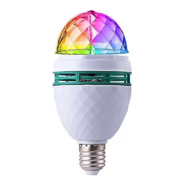 Lâmpada Led Globo Colorido Giratório Automática Para Festa