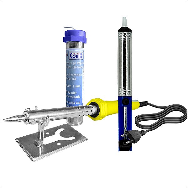 Kit Soldador Ferro Solda 60w 127v + Estanho + Sugador