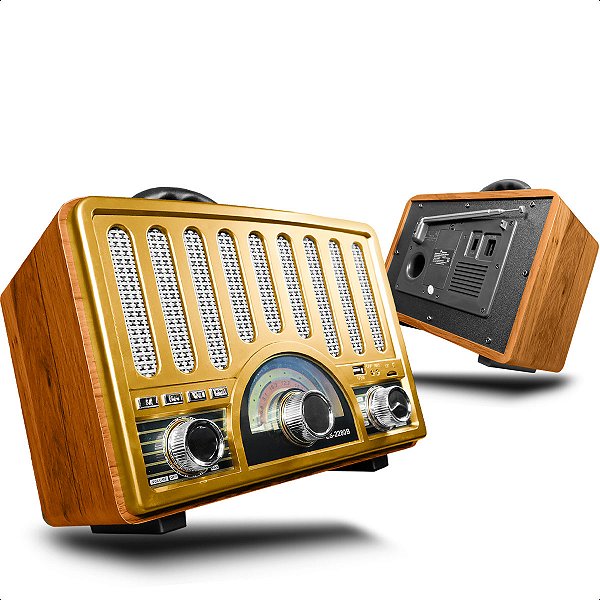 Rádio Retro Bluetooth 3 Bandas Portátil com Controle